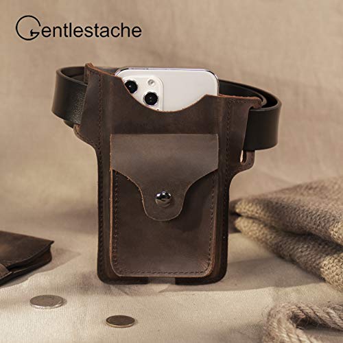 Gentlestache Leather Cell Phone Holster For Belt,Phone Case Leather, Belt Cell Phone Holder, Leather Phone Pouch, Leather Phone Sheath With Small Pocket #TOP1