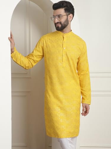 Image of SOJANYA (Since 1958 Men's Cotton Embroidered Printed Only Long Kurta