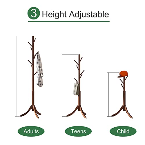 Kiplant Bamboo Wood Coat Rack Stand, Freestanding Coat Tree With 8 Hooks, Hallway Entryway Hat Hanger Organizer Standing For Bedroom, Office, Clothes, Jackets, Bags, Umbrallas #TOP1