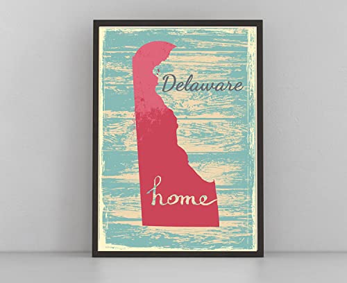 Retro Style Travel Poster, Delaware Vintage State Map Poster Printing, Home Wall Art, Office Wall Decor, Poster Prints, Delaware Map Poster - 16x20