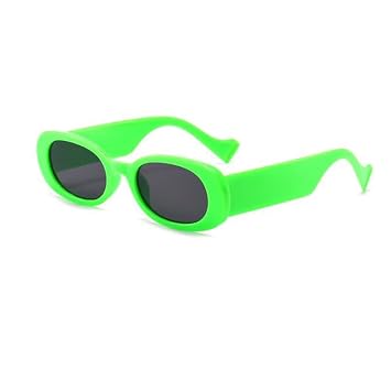 Oval Small Frame Thick Legs Solid Color Sunglasses Mens Retro Anti-Ultraviolet Sunglasses Green Frame Black Gray Flakes