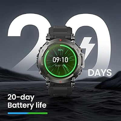 Amazfit T-Rex Ultra Smart Watch 47mm for Men, 20-Day Battery Life, 30m Freediving, Dual-Band GPS, Mud-Resistant, 100m Water-Resistant, Military-Grade Outdoor Sports Watch, for Android iPhone, Sahara