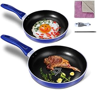 Myiosus 2-częściowy zestaw patelni aluminiowych, patelnia indukcyjna 20/26 cm, zdejmowany uchwyt, patelnia z powłoką zapobiegającą przywieraniu, nadaje się do mycia w zmywarce wysyłanie ściereczek do i