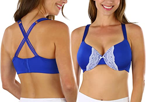 ToBeInStyle Sutiãs femininos ajustáveis clássicos de bojo completo, Sutiã acolchoado com tiras cruza