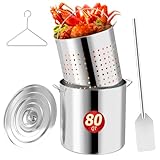 80QT Seafood Boil Pot with Detachable Stirring Paddle | Stainless Steel Stock Pot | Crawfish Boiler with Basket, Lid & Lifting Hook | Perfect for Outdoor Crab, Lobster & Shrimp Boils