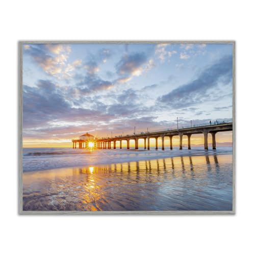 Ocean Pier Sunrise Reflection, 11 x 14 Inch Framed Giclée Print