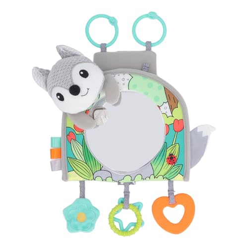 Asixxsix Baby Car Seat Toy with Mirror, Rear Facing Mirror Car Toy Kick and Play Activity Center Travel Baby Toy for Newborns Babies 0 to 12 Months, Built in Music Box (Type 1)