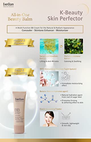 Everglam K-Beauty Skin Perfector Korean Bb Cream, Light Medium - Flawless, Natural Glow In Seconds | Multi-Function Tinted Moisturizer: Stays On All Day, Dewy, Water-Resistant, Oil-Controlling #TOP4
