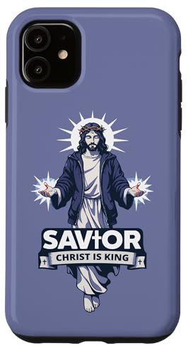 SAVIOR Christ Is King Jesus Christian Faith �j�� ���� �e�B�[�� �X�}�z�P�[�X iPhone 11 �p