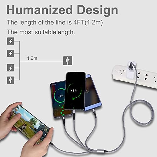 USB C Cable, SIQIWO[1.2M 3A]Type C Fast Charger QC 3.0 Sync Charging Cable Braided with 4 USB C Port, for Samsung Galaxy S22 S21 S20 S10 S9 Note 10 9 8, Huawei P10 P9, Google Pixel, Sony Xperia XZ, LG