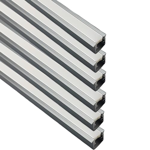 6PACK 1M Led Aluminum Profile, 10x10mm U Type Aluminum Channel Diffuser with Milky Silicone Cover, Kitchen Cabinet Closet Lamp LED Strip Shelf Light Channel Holder(Gray)