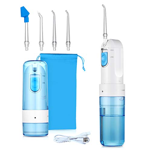 Upgraded Cordless Water Flosser Collapsible Professional Dental Oral Irrigator - Portable Rechargeable Water Flosser for Home Office Travel, Braces & Bridges Care