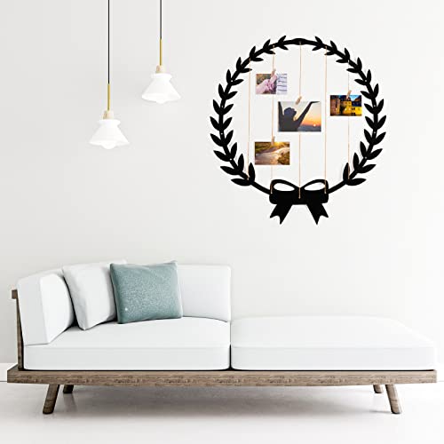 Qunrwe Picture Frames Collage Wall Decor,60Cm/23.62" Round Photo Frames,Hanging Display Board Picture Frames With 30 Clips,Artworks Multi Pictures Organizer Photo Wall For Birthday Mother's Day Christmas Gift (Black) #TOP3