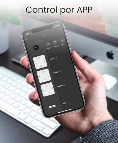 Regleta Wi-Fi inteligente con 3 enchufes de CA y puertos USB para control por app 3