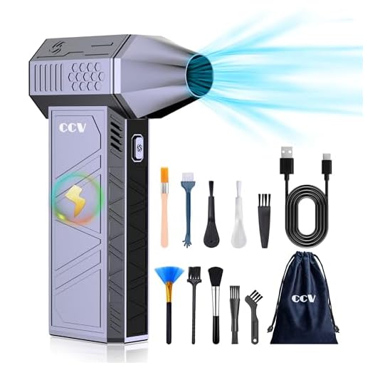 CCV Aria Compressa Elettrica - 150000RPM Spolverino ad aria compressa la pulizia di tastiera e PC 3 ingranaggi regolabile Cordless Jet Dry Blower soffiatore d'aria per auto e casa (blu (colore))