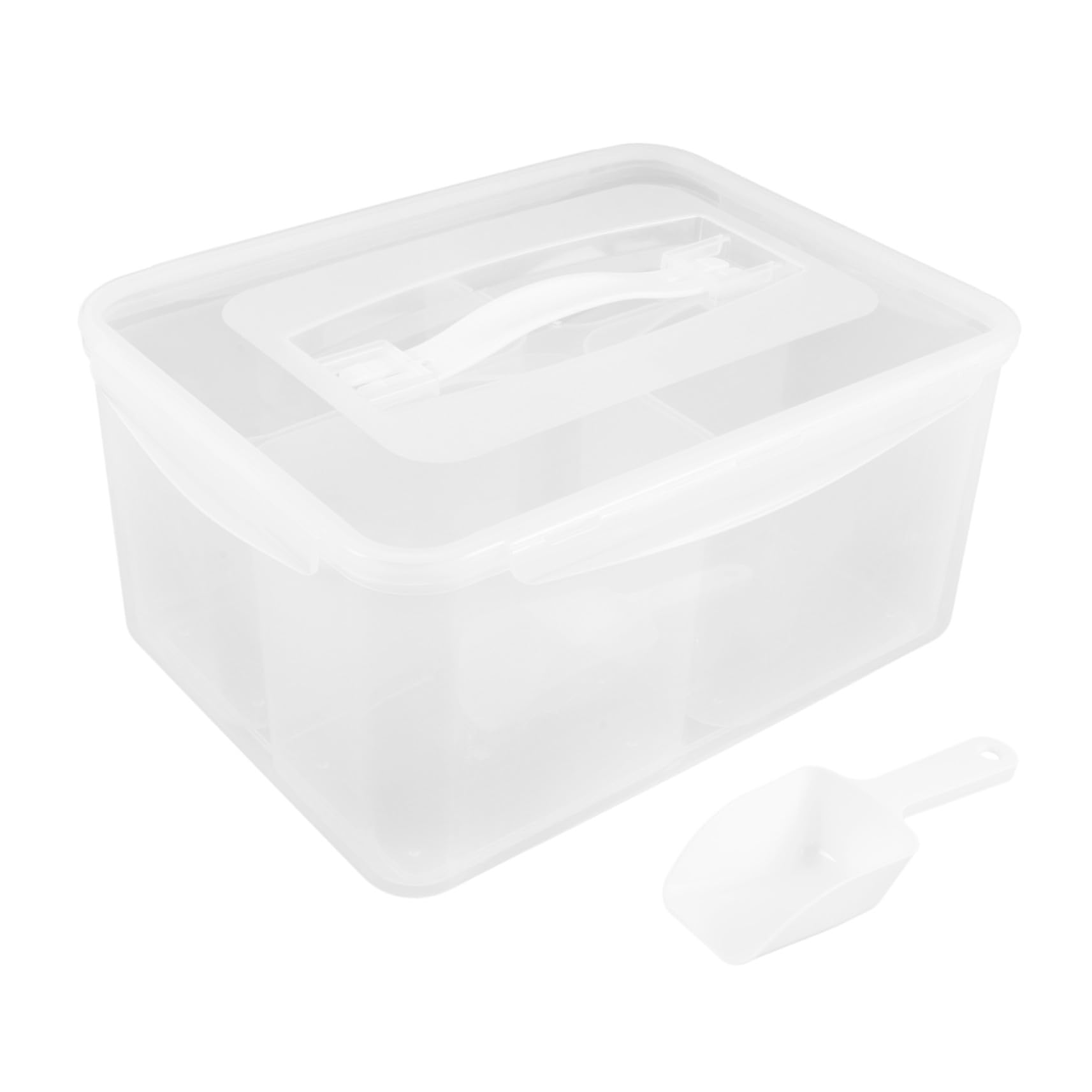 8 Liter Große Snackbox aus Kunststoff mit Deckel und Tragegriff Geteilte Aufbewahrungsbox für Küche und Vorratskammer Luftdichtes Design mit Transparenten Fächern