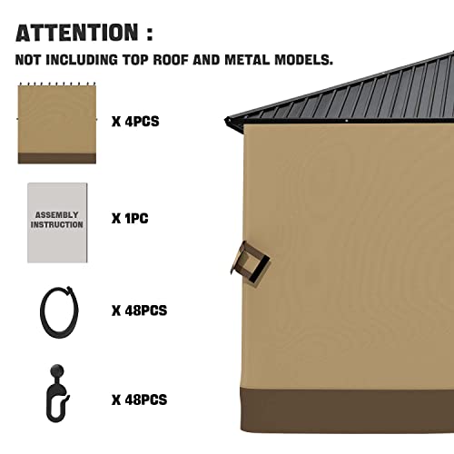Aoodor 10' X 13' Gazebo Curtain Set Protecting Privacy Side Walls 4 Panels (Curtain Only) #TOP5