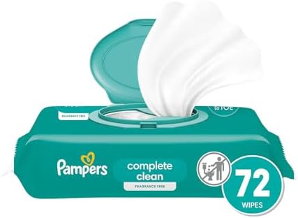 Pampers Baby Wipes, Complete Clean Fragrance Free, 1X Pop Top, Hypoallergenic and Dermatologist-Tested, 1 Pack (Count of 72)