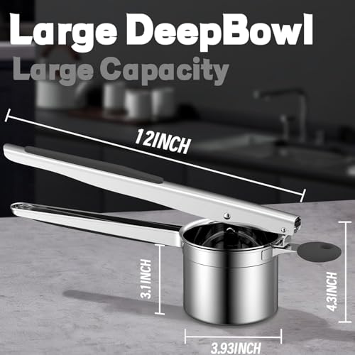 liboyixi Large 15oz Potato Ricer Heavy Duty Stainless Steel Potato Masher and Ricer Kitchen Tool, Press and Mash Kitchen Gadget For Perfect Mashed Potatoes - Everytime (Black) - image 2