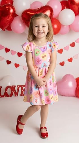 Image of Unique Baby Girls' Short Sleeve Everyday Printed Dresses for Kid and Toddler, Sizes 2T-12Y