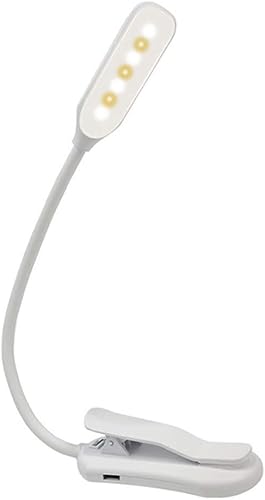 Luz de lectura de libro con clip para cama, lámpara de libro con abrazadera con 5 LED para el cuidado de los ojos, 3 colores cambiables, funciona