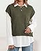 KIRUNDO Spring Summer Short Sleeve Sweater for Women 2026 Casual Sweater Vest Cotton Knit Pullover Tank Tops Fashion Clothing(Army Green, Medium)