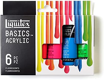 Liquitex BASICS Acrylic Paint Set, 6 x 22ml (0.74-oz) Tube Paint Set, Fluorescent