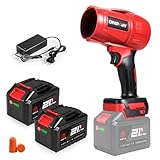 ONEVAN Turbo Soffiatore a Batteria, 600km/h Soffiatore per Foglie Brushless con 2 Batterie 4,5Ah e Caricabatterie 1,2A, Forza Soffiante 1,5kg, Soffiatore Elettrico Portatile per Foglie, Polvere e Neve