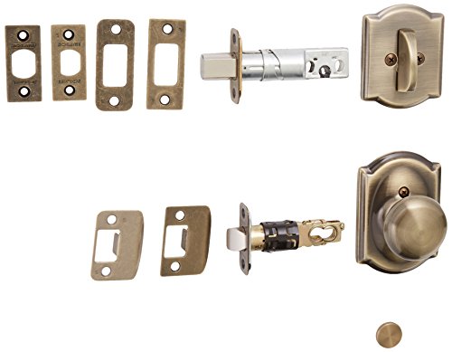 Schlage Lock Company F59PLY609CAM Plymouth Interior Pack Knob Set with Single Cylinder Deadbol, Antique Brass