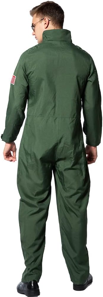 Maverick Flight Pilot Jumpsuit Halloween Cosplay Costume For Adult Mens-M - Image 4