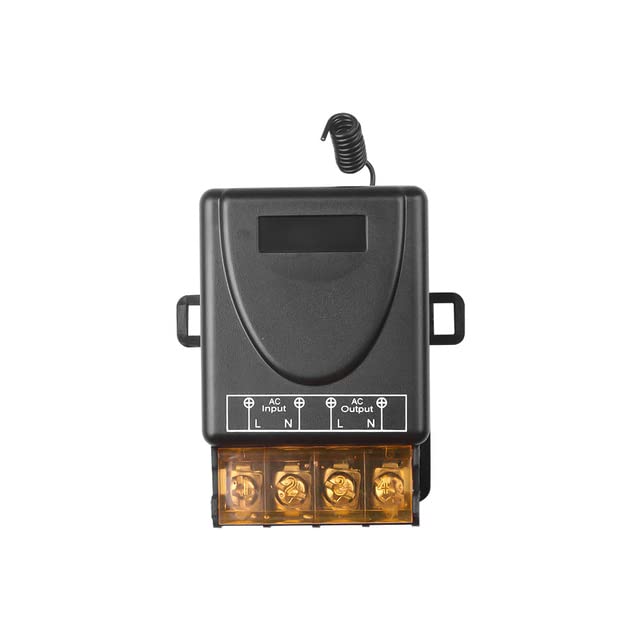 Electronic - 433Mһz Wireless Remote Control Switch АС 110𝖵 220v 30A Relay 1CH Receiver Controller and 2botton RFs 433 Mһz Transmitters (1 Controller)