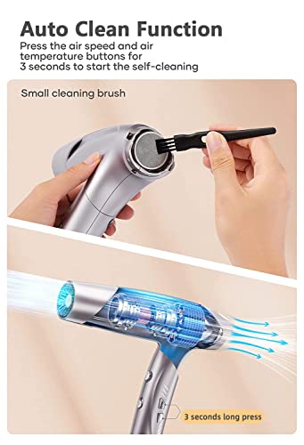 Zeite Professional Fast Drying Hair Dryer With Foldable Handle,Ionic Blow Dryer,High Speed Low Noise,Magnetic Nozzle,For Home Travel And Salon #TOP7