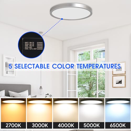 Energetic 5CCT Flush Mount Close to Ceiling Light Fixtures, 11 Inch for Bedroom Kitchen Bathroom Hallway, Slim, 3 Pack by E ENERGETIC LIGHTING - Used condition - Image 4