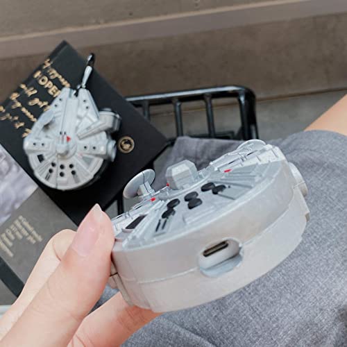 Aerymli 3D Cool Spacecraft Case For Airpods 3Rd Generation Case,3D Cool Spacecraft Millennium Falcon Airpod Design Boys Men Soft Protective Cover Case Compatible For Airpods 3Rd Gen 2021 Case #TOP2