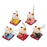 Zerodeko 5 Stück Teiliges Mini Keramik Glückskatze Niedliche Winkekatze...