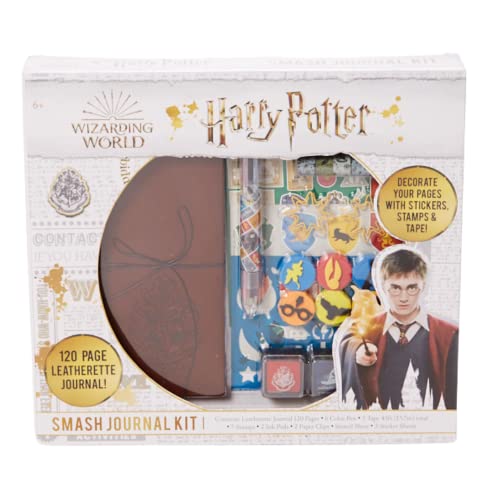 Innovative Designs Harry Potter Journal Set for Kids – Smash Leather Journal Kit with Stickers, Stamps & Tape