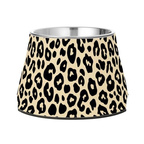Leopard Pattern Crema Cani Nero Cibo Acqua Ciotola In Acciaio Inox Elevato Animali Domestici Ciotola per Alimentazione Lenta Cani Whisker Friendly