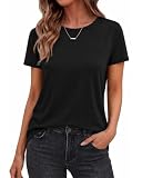TNNZEET Black Shirt Womens - Short Sleeve Spring Summer Casual Tops Loose Basic Tees Crew Neck Tshirts Fashion Clothes 2026