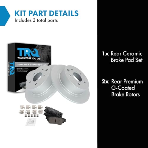 Image of TRQ Rear Brake Pad and Rotor Set Ceramic Compatible with 2019-2021 Nissan Altima All Wheel Drive with Manual Parking Brake
