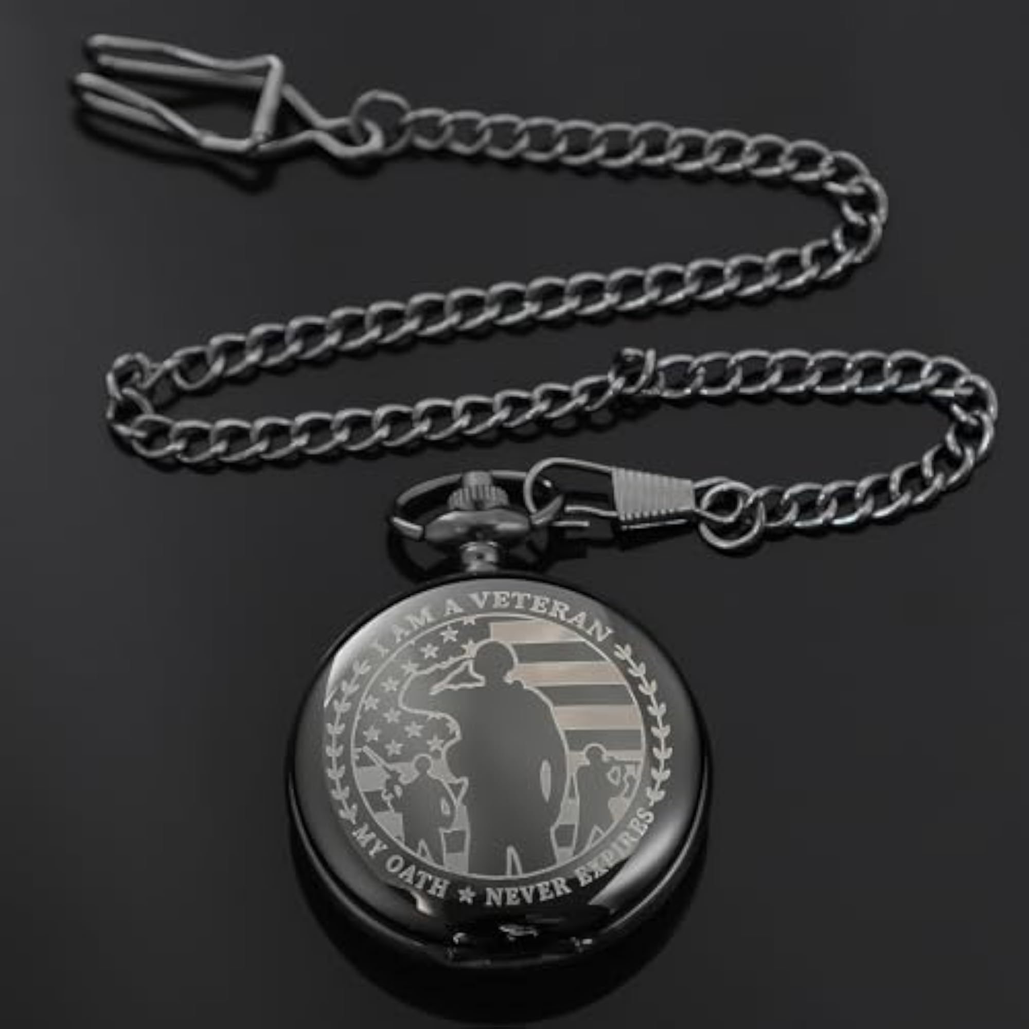 Gifts for Veterans Pocket Watch with Chain