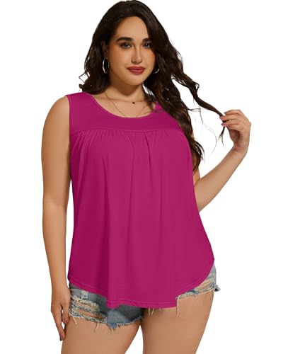 Image of Women Plus Size Tank Top Casual Summer Tops Loose Fit Sleeveless T Shirts Trendy Crewneck Tunic Tees 2026