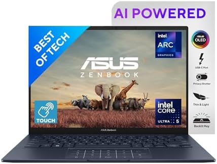 ASUS Zenbook 14 OLED,Intel Core Ultra 5 125H,Thin & Light(Intel Arc iGPU/16GB RAM/1TB SSD/3K OLED Touch screen/14/120Hz/Backlit Keyboard/Windows 11/Office 2021/Ponder Blue/1.28 kg) UX3405MA-PZ552WS