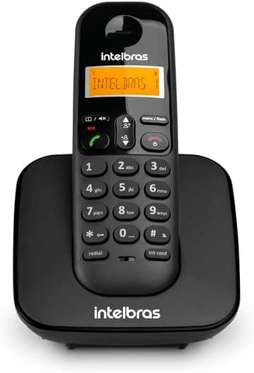 Intelbras TS 3112 cordless phone handset resting on its charging base.