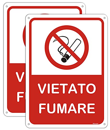 Schild zum Rauchen verboten, Informationsschilder verboten, Rauchverboten, 18 x 25 cm, Rauchverboten, Zigaretten, Schilder aus Aluminium, Verwendung im Innen- und Außenbereich, 2 Stück Cover