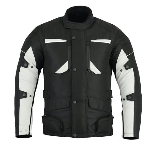 Image of Men's Textile Waterproof Jacket Riding Motorbike Jackets (Black-Grey, M)