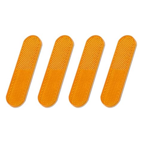 Boguish 4Pcs Motorcycle Reflectors 3.78x0.94 Oval Reflector Self Adhesive for Trailers, Trucks, Automobiles,Bike,Boat (Amber) Cover