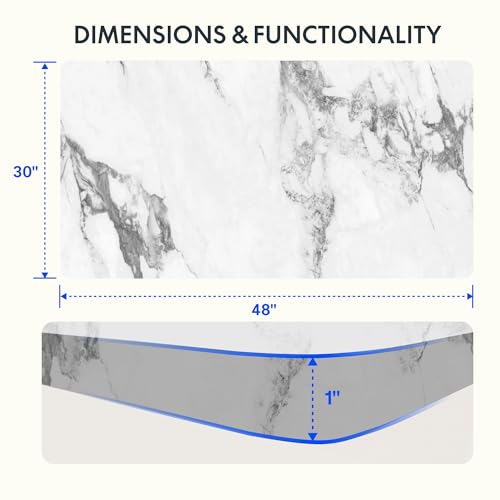 Image of FLEXISPOT EN2 Whole-Piece Standing Desk with Clamp Power Strip, 48 x 30 Electric Stand Up Height Adjustable Desk with Cable Management (White Frame + 48 inch Marble Gray Top, 2 Packages)