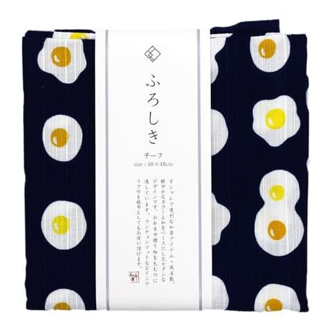 Waraku Fuuka Japanese Reusable Furoshiki Fabric Bento Gift Wrapping Cloth (18.9x18.9 in, 100% Cotton, Cloth Design) (Fried Egg) Cover