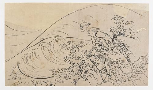 Tableaux peinture sur toile Hokusai pêcheur décoration chambre 60x90