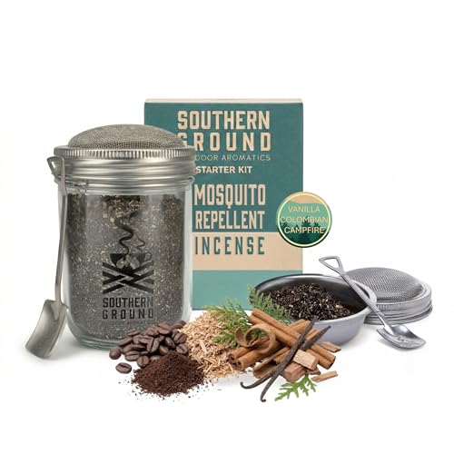 Southern Ground Natural Mosquito Repellent Outdoor Candle, Vanilla Coffee Campfire Starter Kit, Recycled Coffee & Cedar Millwork Sawdust, Bug Repellent for Backyard Patio Camping, 10h+ Burn Time